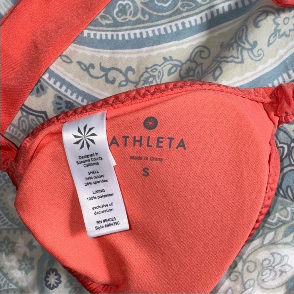 Athleta Coral Bikini Top Small Bottom Medium NWOT